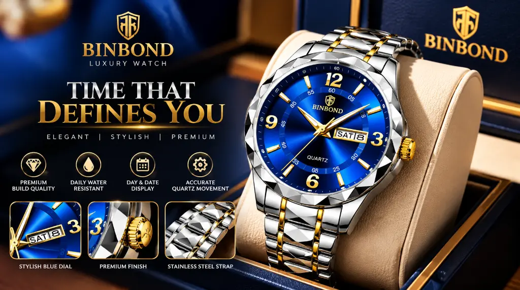 Binbond Luxury Blue-Gold Watch Ad.webp