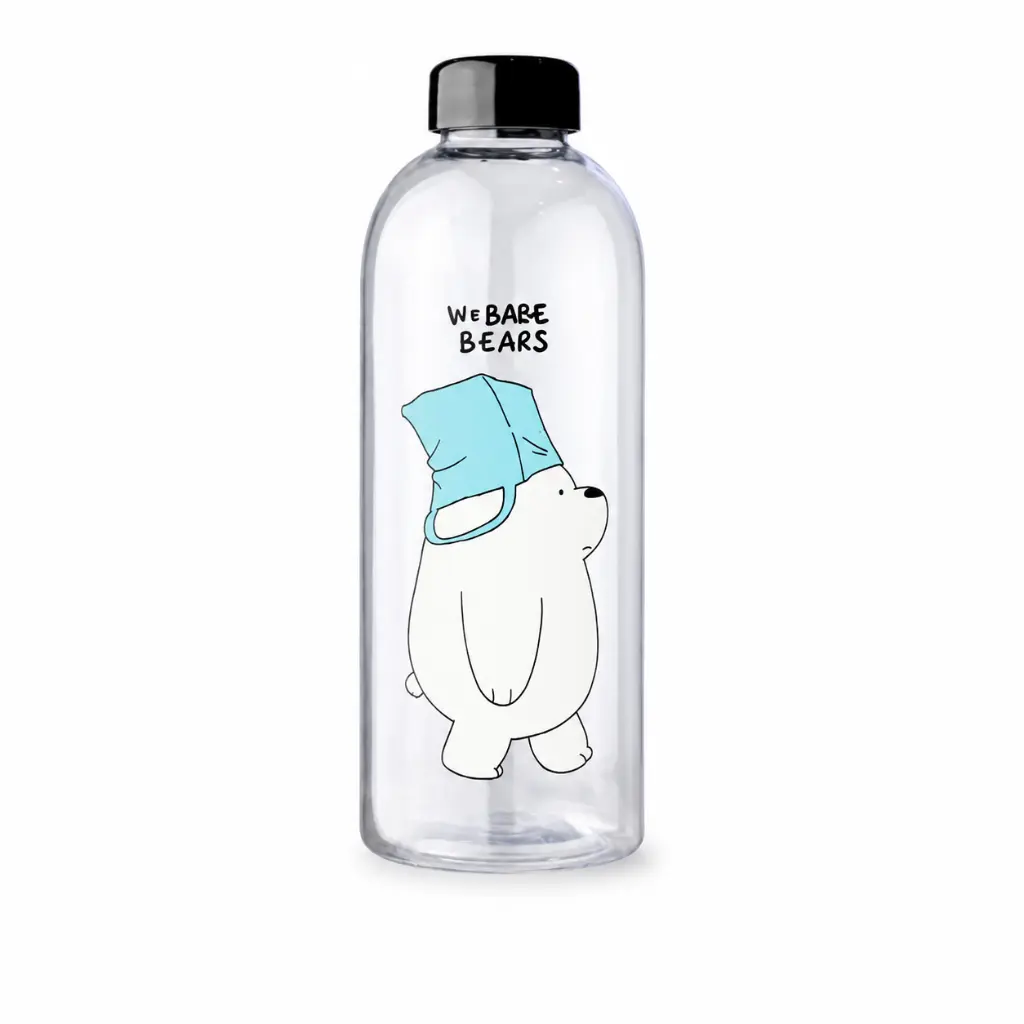 1000ml Panda Transparent Water Bottle with Straw & Extra Cap | BPA Free Drinking Bottle