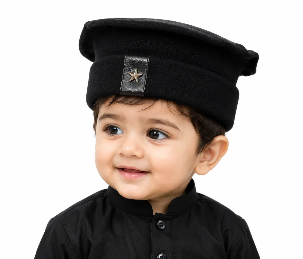 Premium Baby Black Afghan Tupi | Kids Islamic Cap by Taqwa Lifestyle