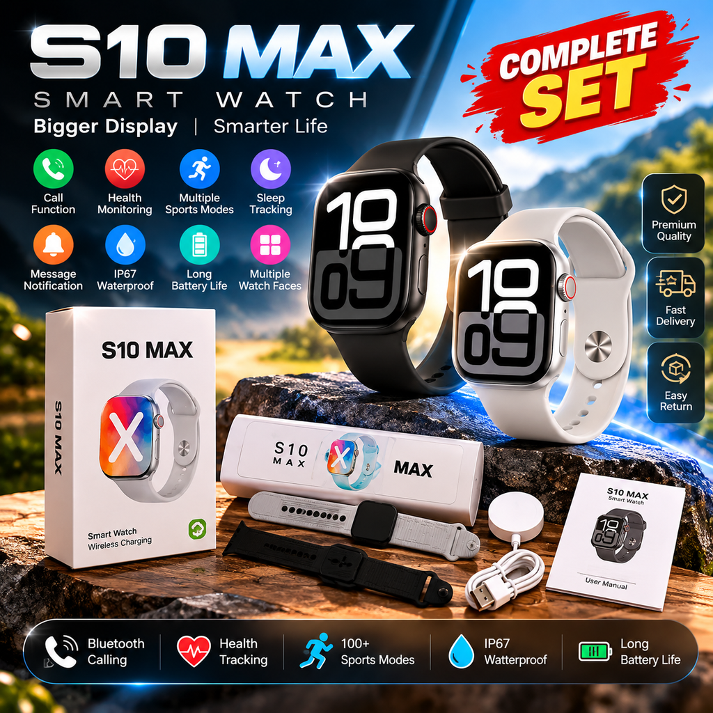 S10 MAX Smart Watch – Premium Bluetooth Calling Smartwatch with Health & Fitness Tracker