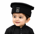 Kids Afghan Pakol Tupi – Black Free Size